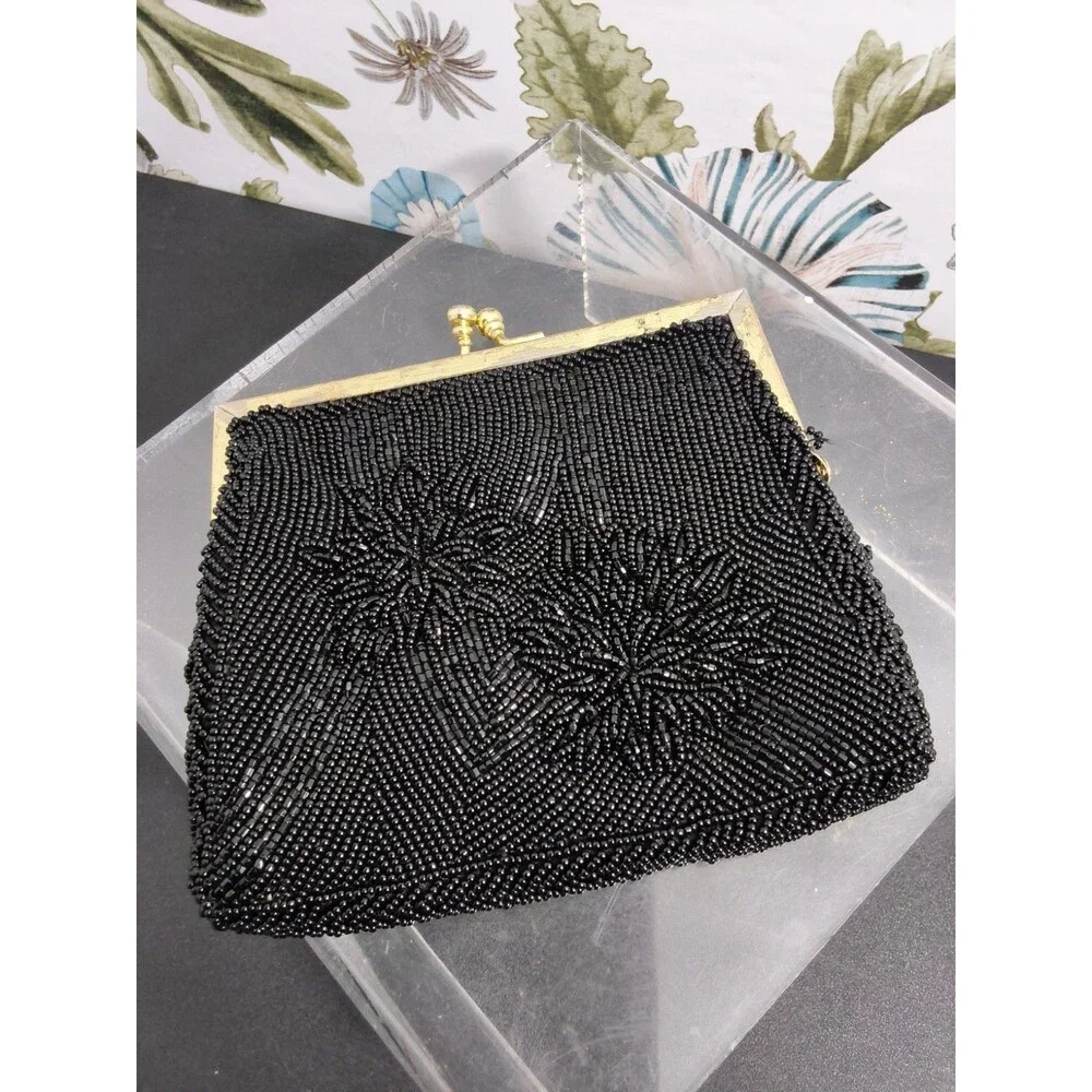 Vintage Jacobson’s Black Beaded Clutch Purse Evening Bag - Hong Kong
